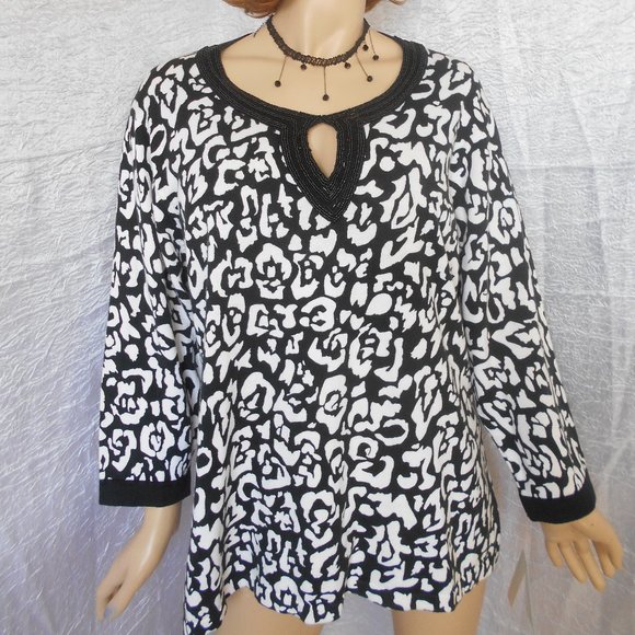 Cathy Daniels Tops - Nwt CATHY DANIELS Beaded Neck Sweater Sz XL